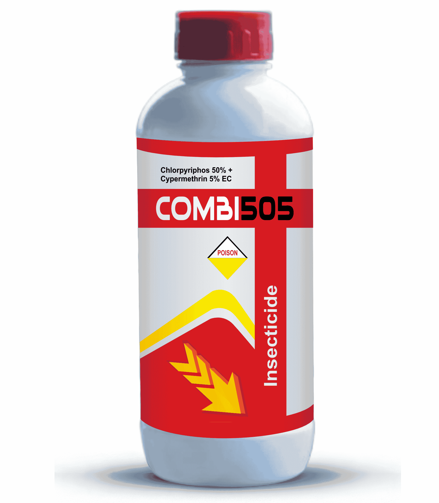 Combi 505 bottle image for Chlorpyriphos 50% plus Cypermethrin 5% EC insecticide