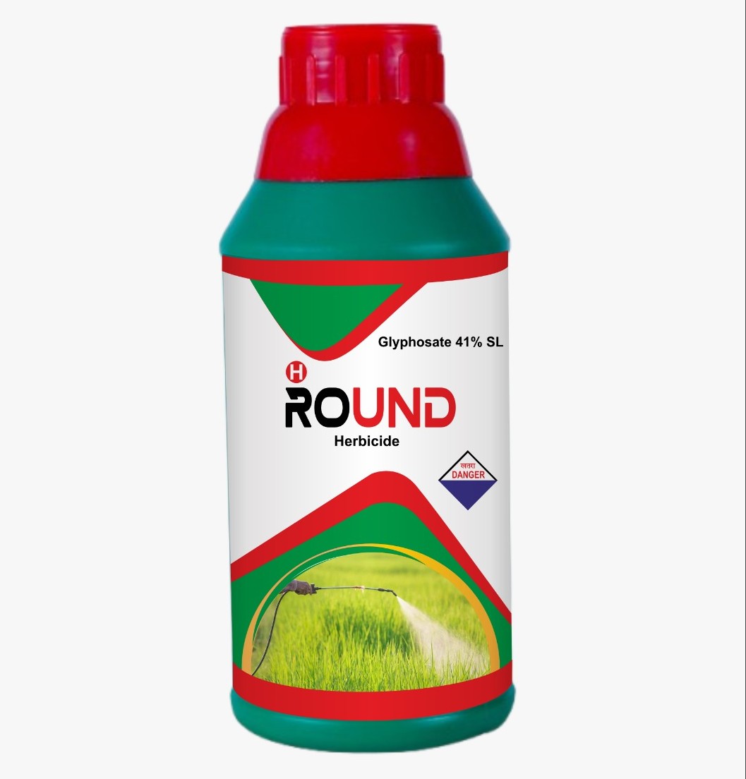 H ROUND Glyphosate 41% SL herbicide bottle  -  Harishree Crop Science