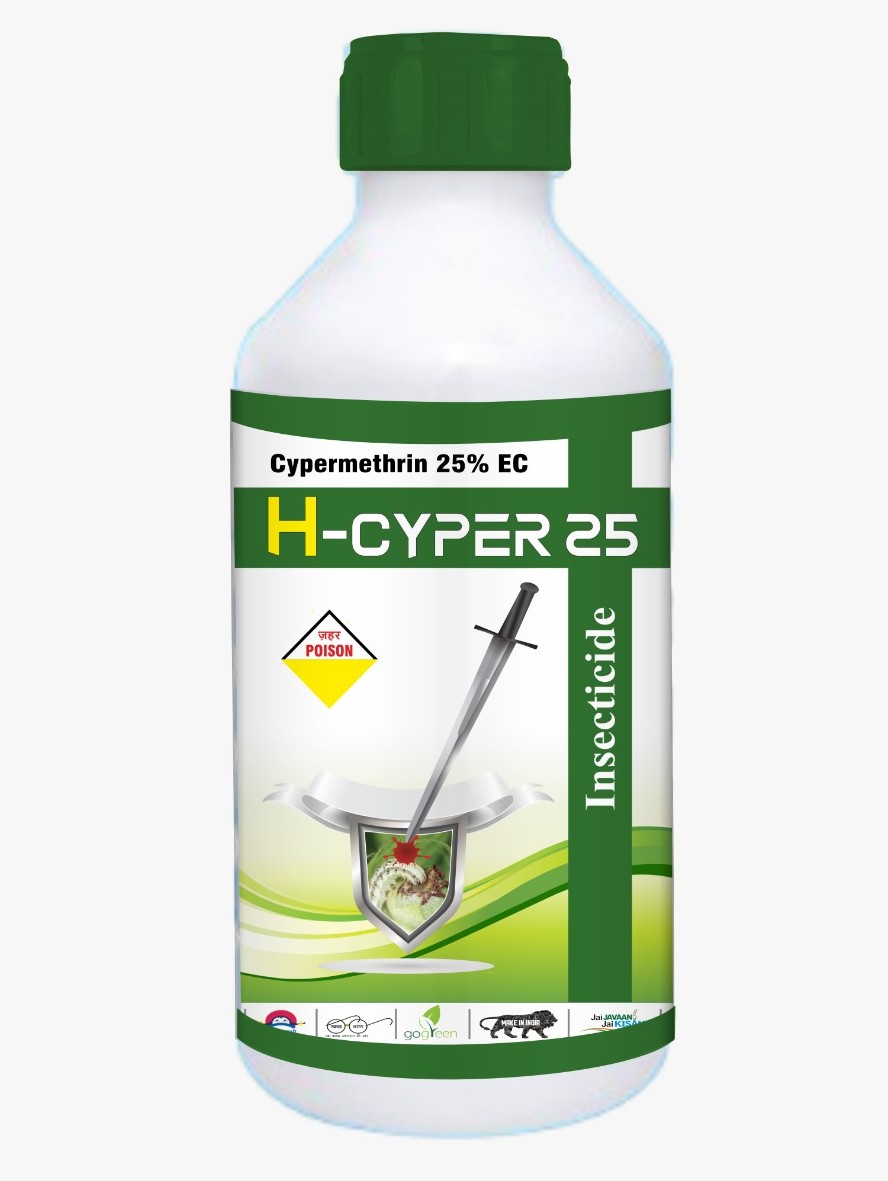 H-Cyper 25 bottle image for Cypermethrin 25% EC insecticide
